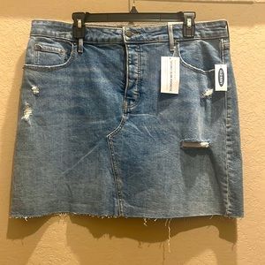 Distressed Light Denim Skirt